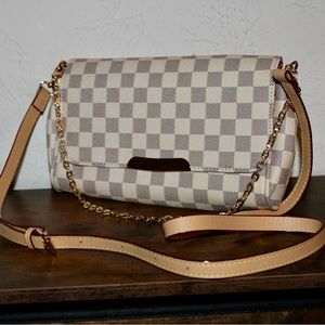 White Checkered Crossbody